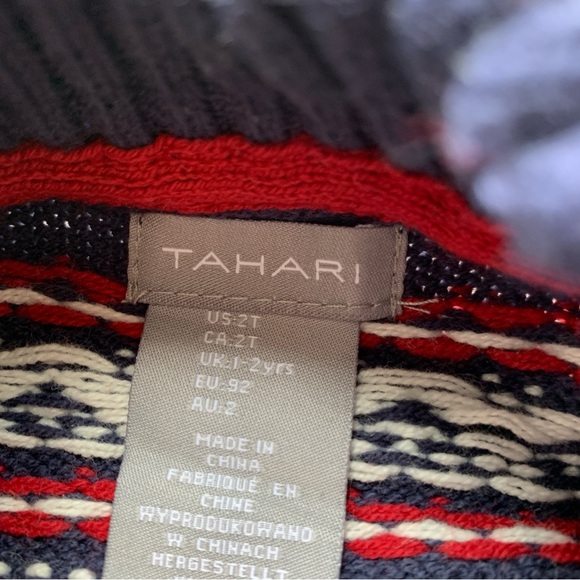 Sale! Tahari Boy Christmas Sweater with Knit Reindeer & Shawl Neckline Size 2T - Picture 6 of 6